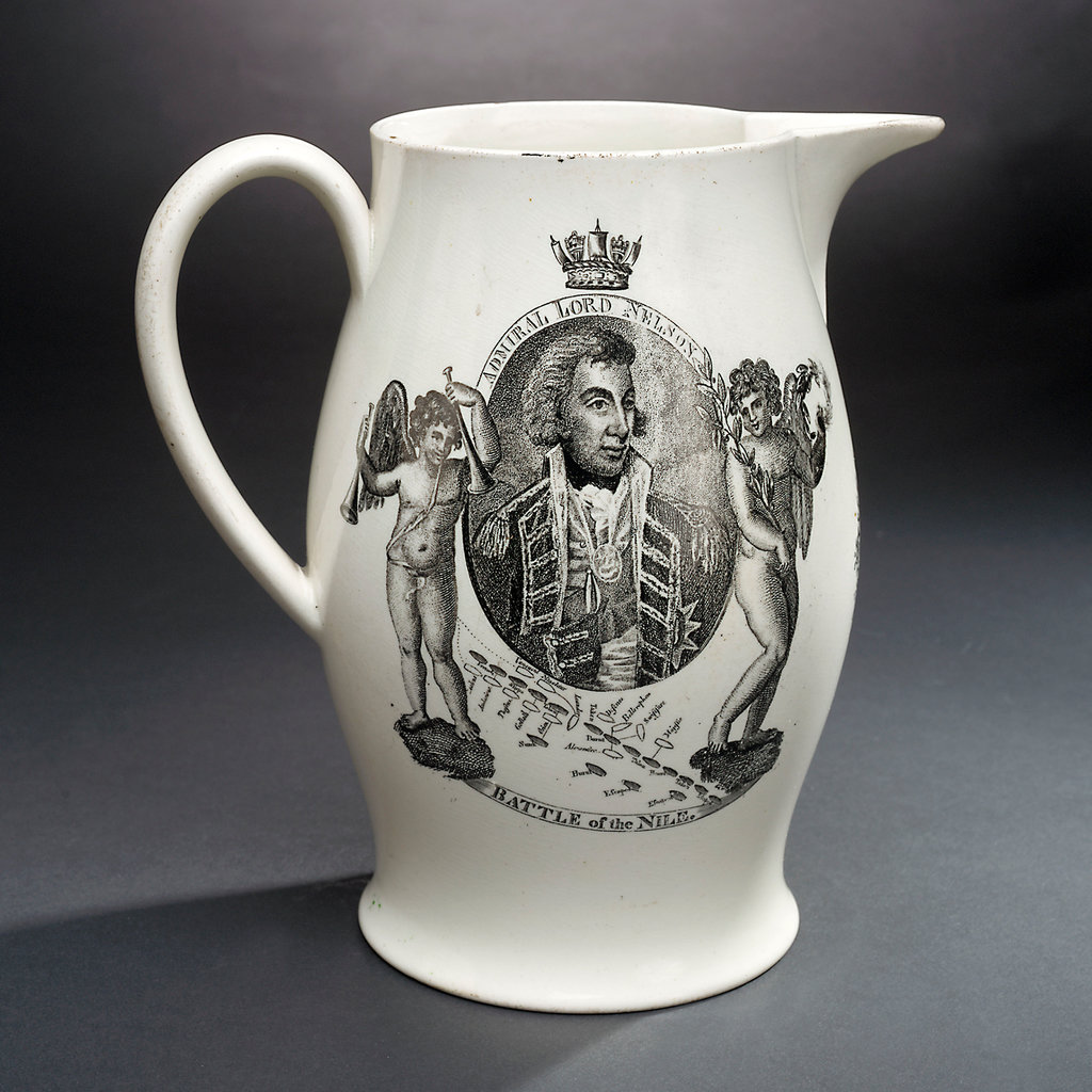 Creamware Jug Transfer Printed In Black On One Side With A Portrait