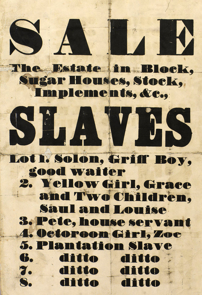 Slave Sale Poster With An Inscription On The Reverse An Original