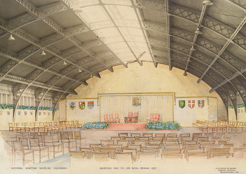 'National Maritime Museum, Greenwich. 'Proposed dais, etc for Royal Opening, 1937'