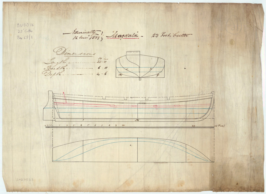 Scale 1 24 Plan Showing The Body Plan Sheer Lines And Longitudinal Half Breadth For Magdala