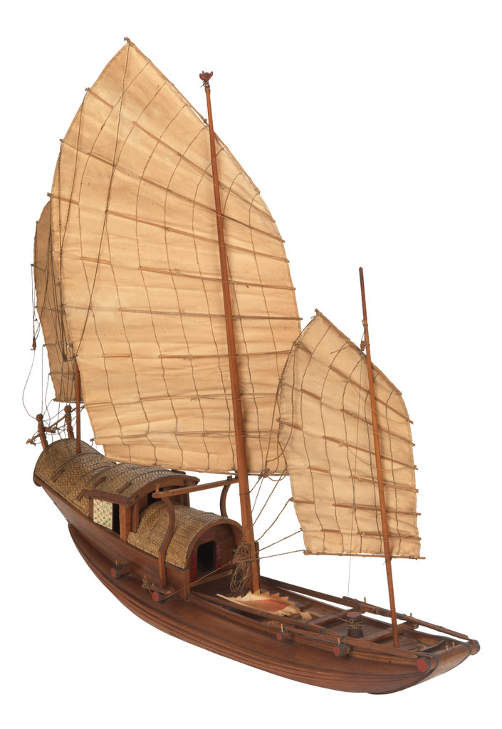 Scale: Unknown. A model of a Ma-Yang-Tzu (Chinese river junk). The hull ...