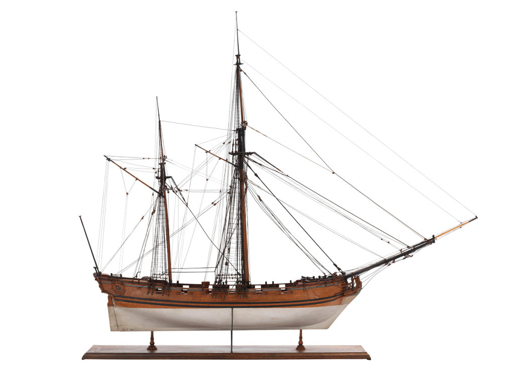 Scale: 1:48. A contemporary full hull model of a British 12-gun sloop ...