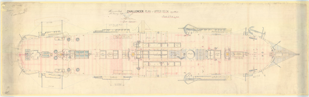 Scale: 1:48. Plan showing the upper deck illustrating the details and ...