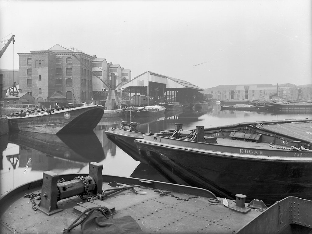 View of LMS Railway warehouse and docks Poplar 1932
