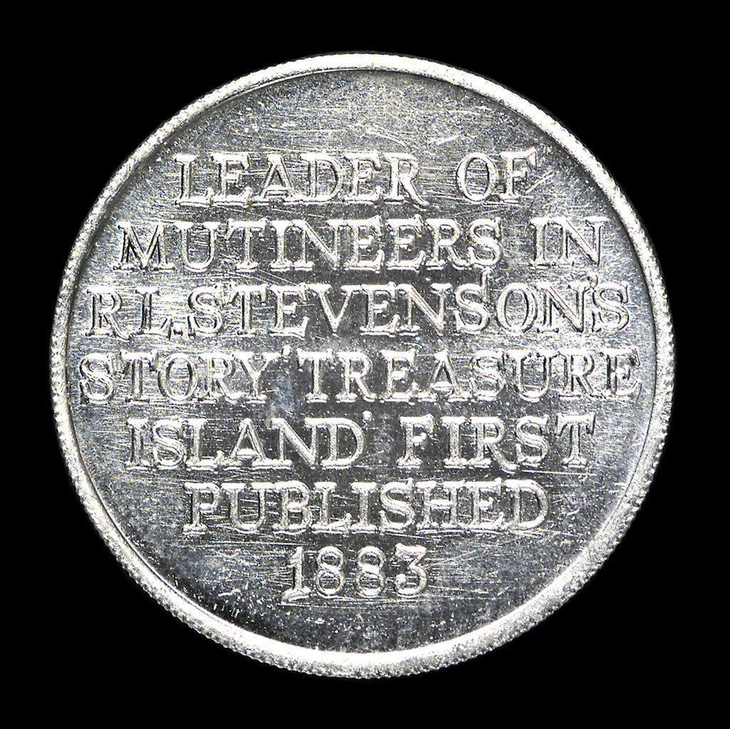 Medal commemorating R. L. Stevenson's novel 'Treasure Island'; reverse