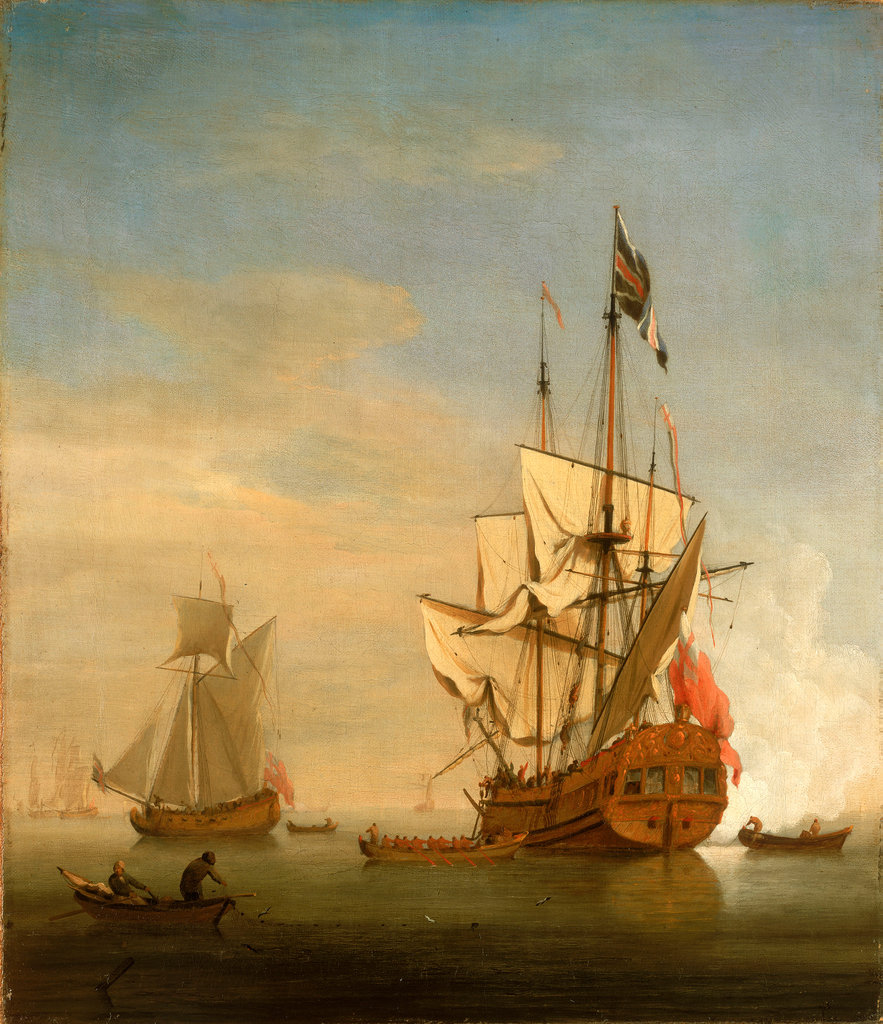 Calm: an English sixth-rate firing a salute