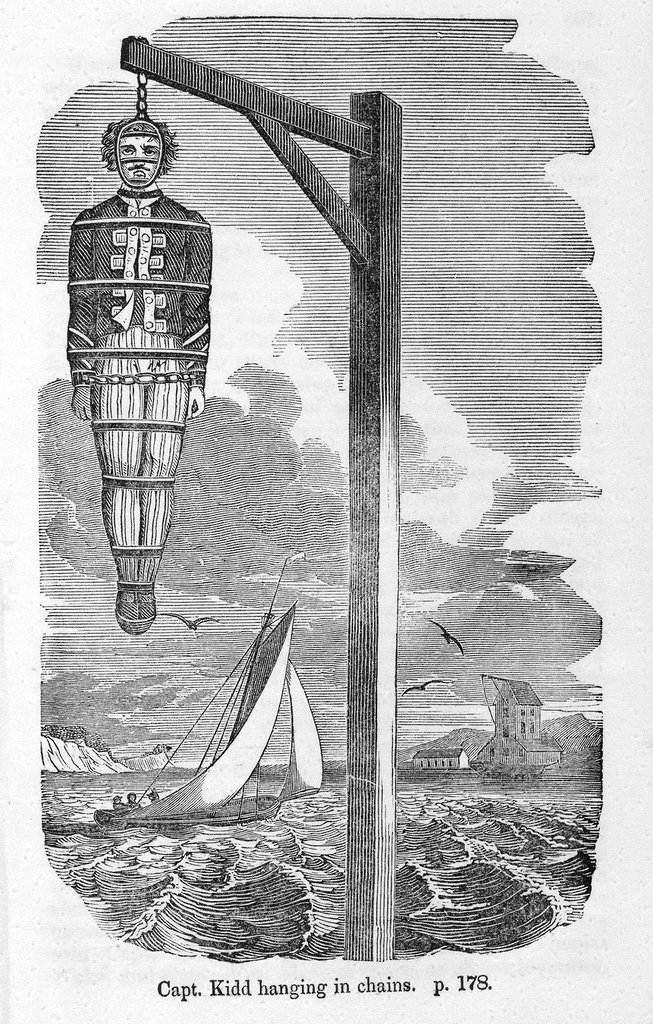 Reportedly Captain Kidd's body hanging in an iron cage