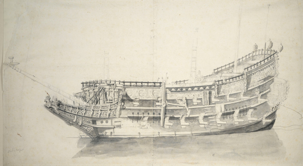 This is a ship portrait, viewed from the port bow and showing bowsprit ...