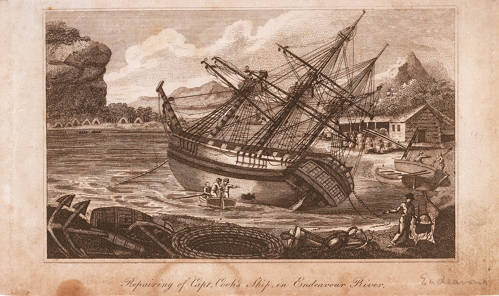 Repairing of Captain Cook's ship in Endeavour river 