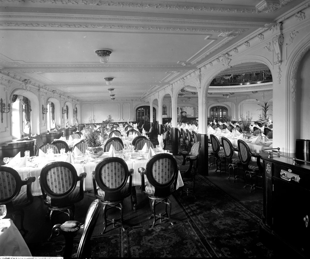 Interior of the passenger liner 'Balmoral Castle' (1910) showing the ...