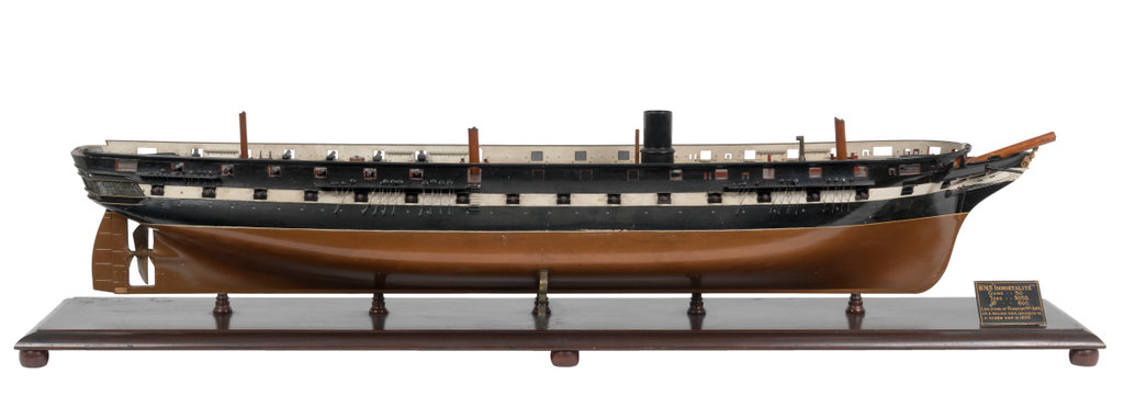 Scale: 1:48. A contemporary full hull model of the 51-gun steam frigate ...