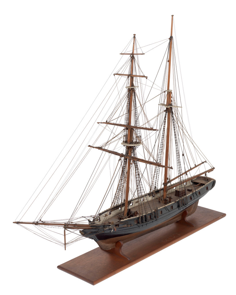 Scale: probably 1:60. A contemporary sailor-made, full hull model of a ...