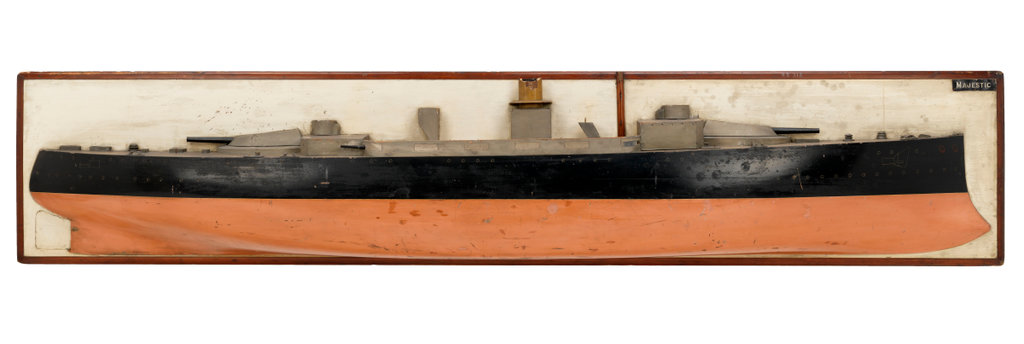 Scale: 1:48. A half block model of the starboard side of the first ...